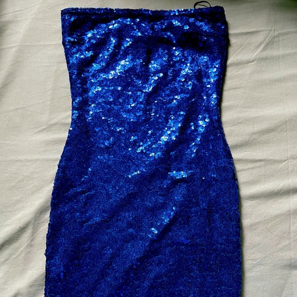 Brand New Fashion Nova Midi Sparkly Blue Dress - Picture 1 of 3